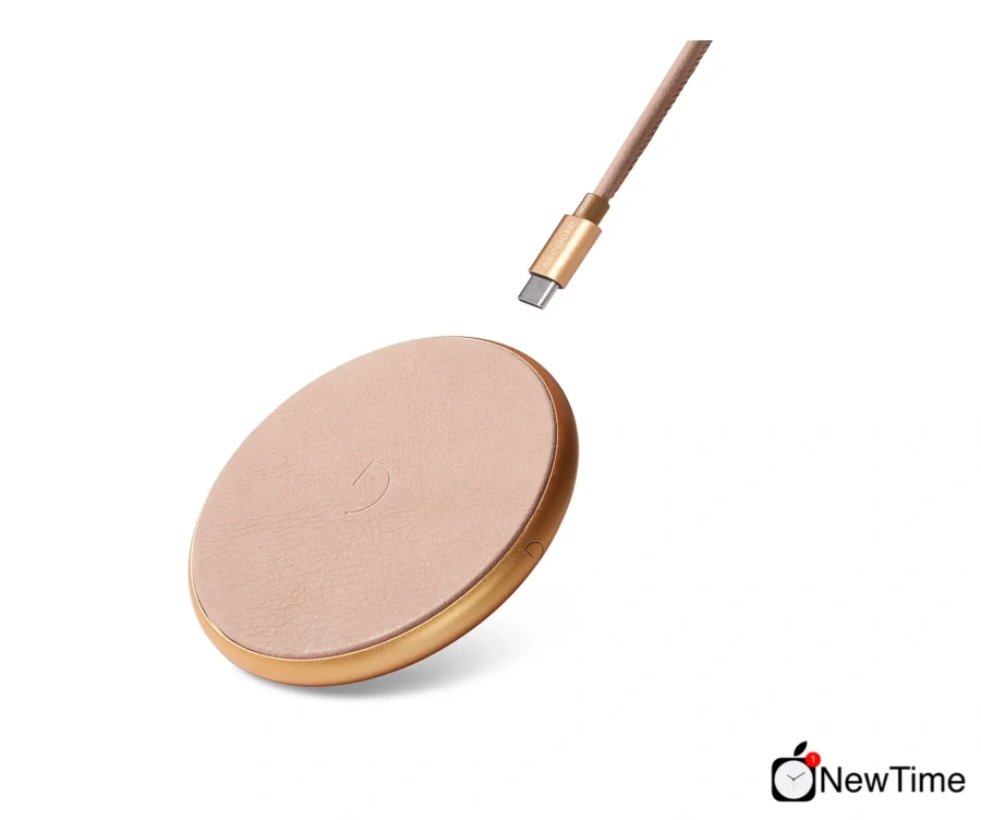 Бездротовий зарядний пристрій DECODED Wireless Fast Charger Leather Pad 10W (7.5W) Gold Metal / Rose (D9WC2GDRE)